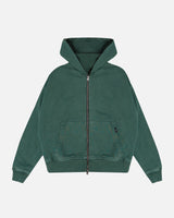Drop Shoulder Zip Hoodie - Vintage Green