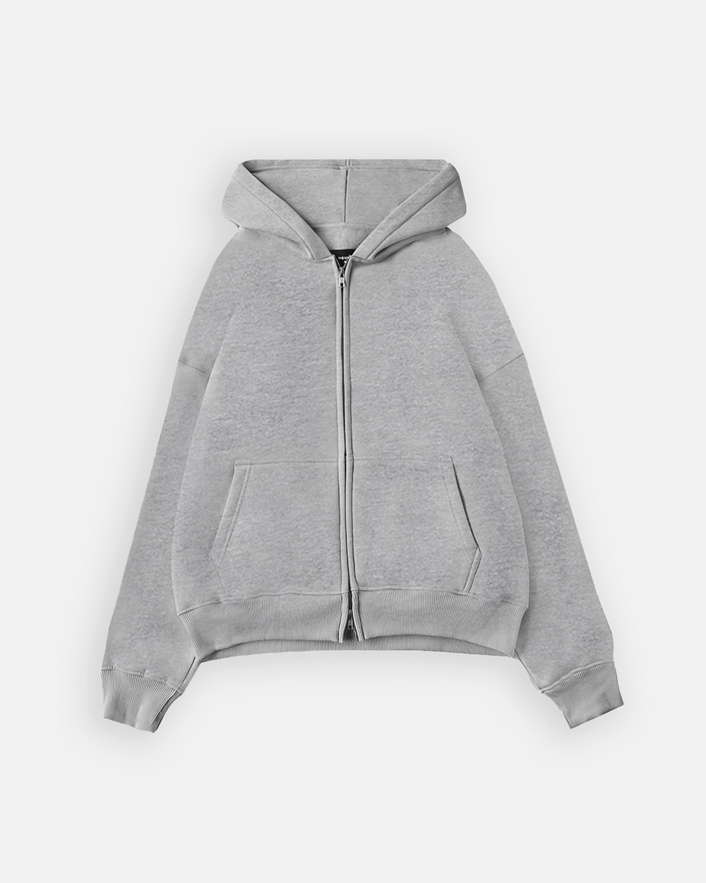 Drop Shoulder Zip Hoodie Grey Hours