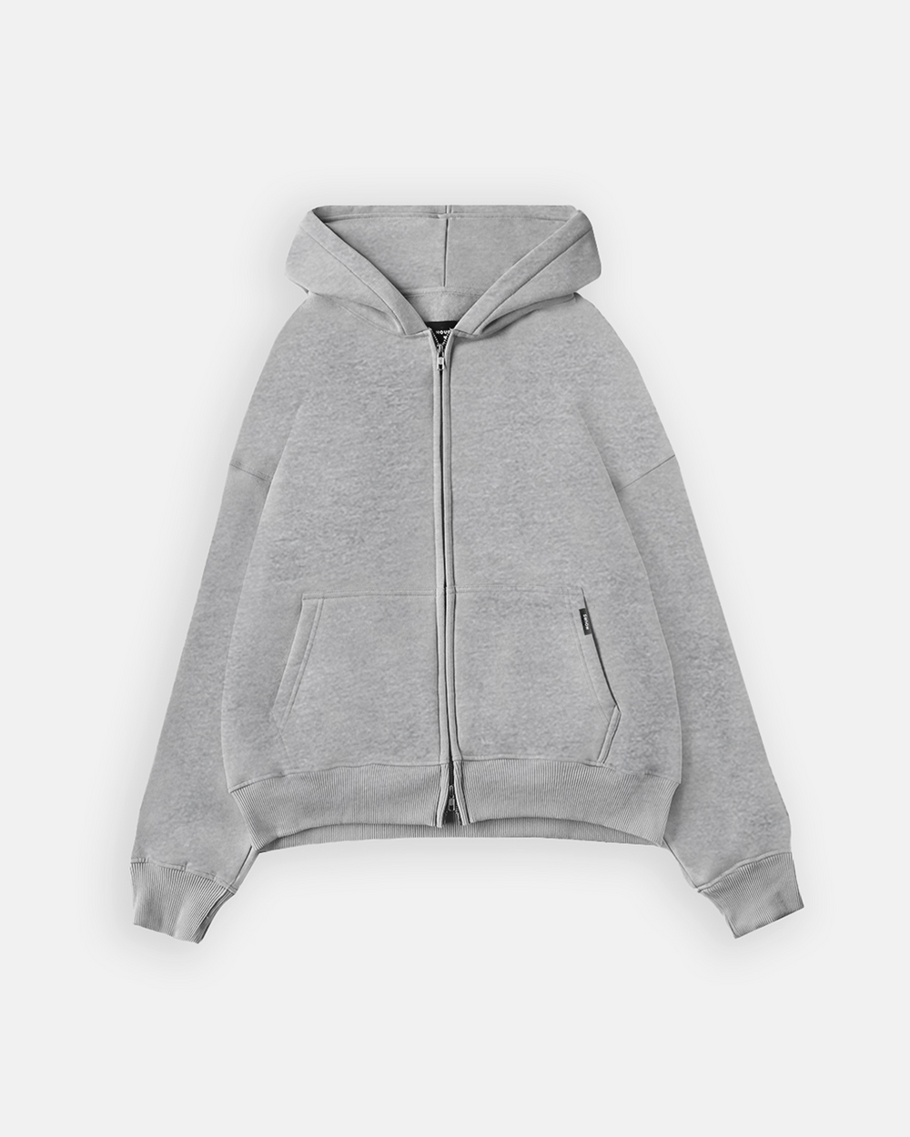 Drop Shoulder Zip Hoodie Grey - Main Image
