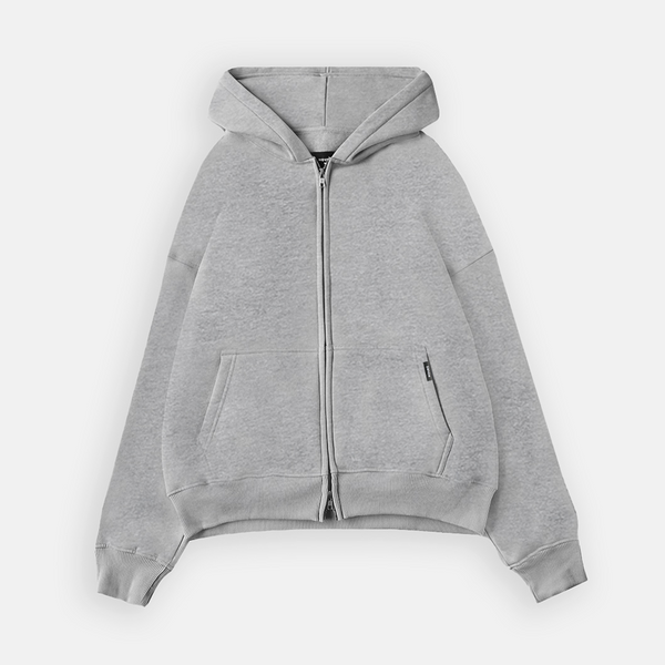 Drop Shoulder Zip Hoodie - Grey – Hours Drop Shoulder Zip Hoodie - Grey – Hours