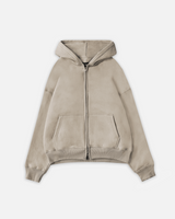 Drop Shoulder Zip Hoodie - Sand