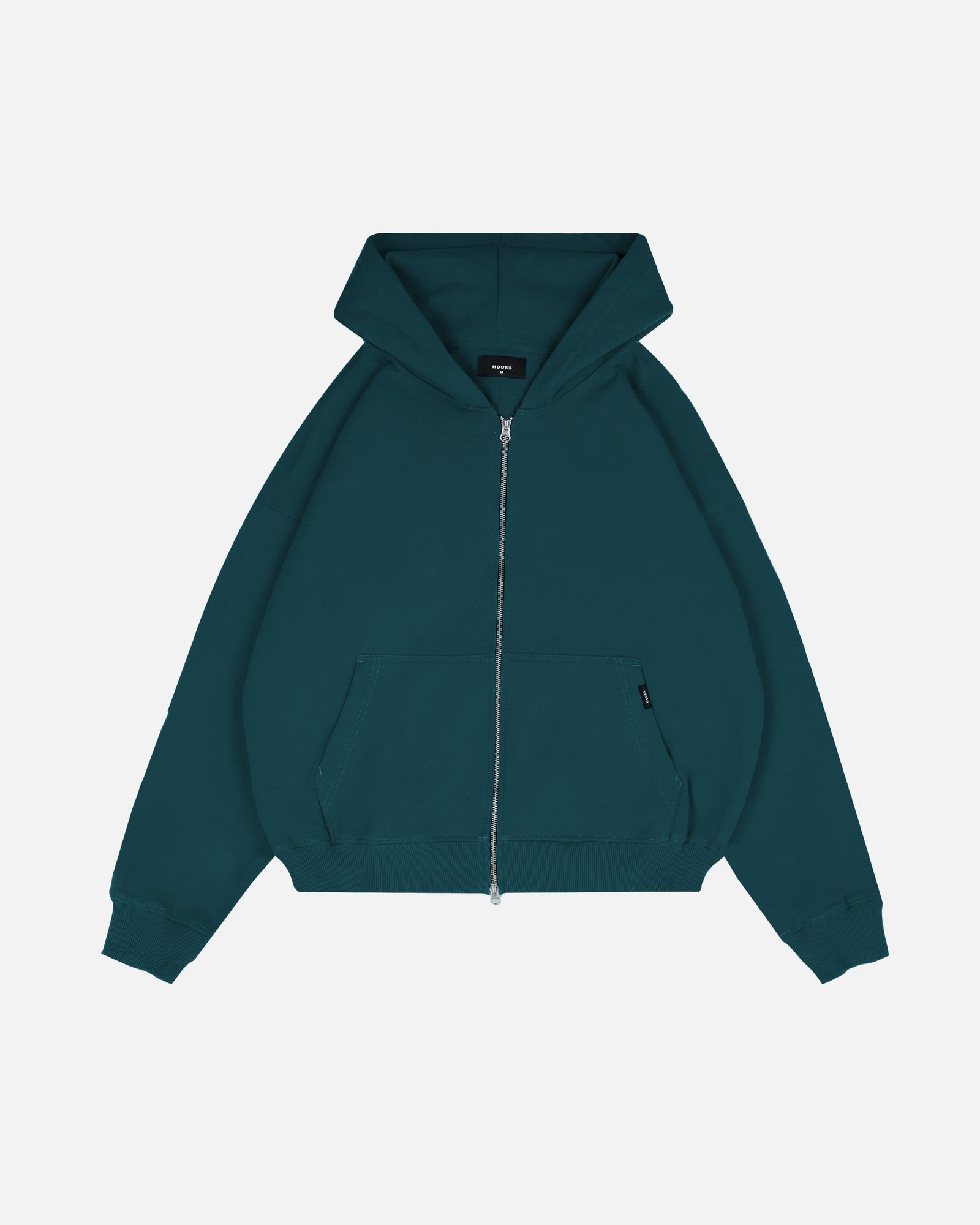 Drop Shoulder Zip Hoodie - Teal – Hours