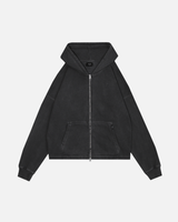 Cropped Zip Hoodie - Vintage Black