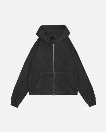 Cropped Zip Hoodie - Vintage Black