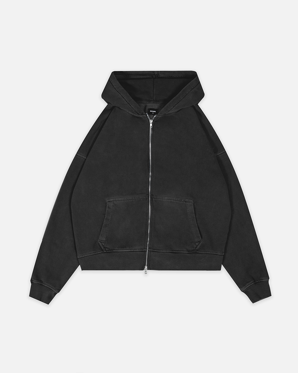 Long black zip up hoodie sale