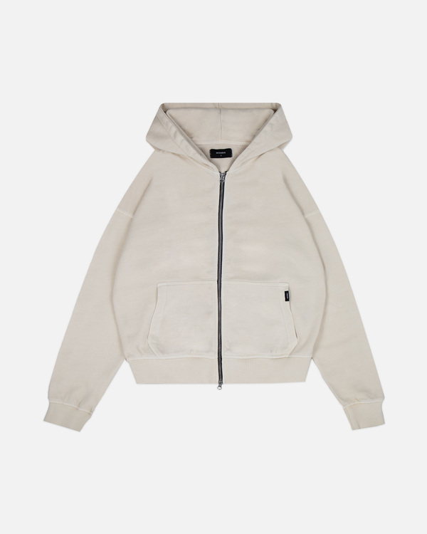 Drop Shoulder Zip Hoodie - Vintage Bone