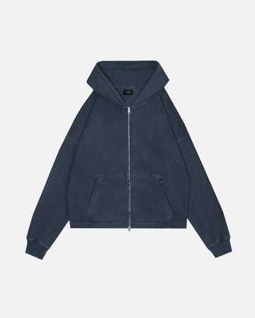 Cropped Zip Hoodie - Vintage Navy