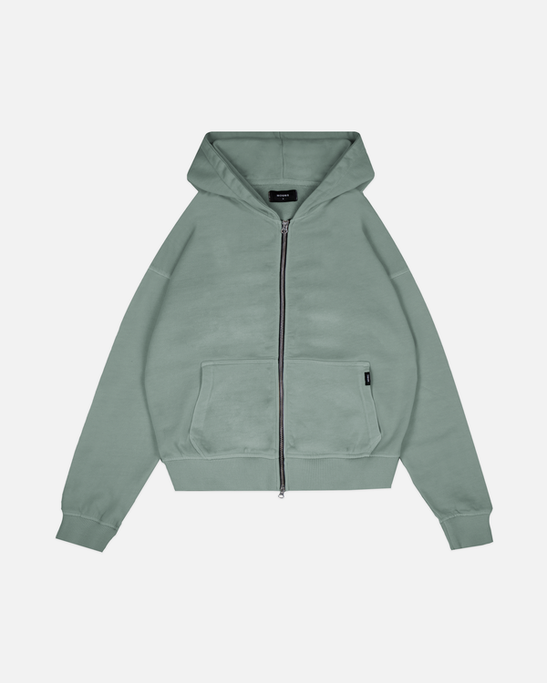 Drop Shoulder Zip Hoodie - Vintage Sage