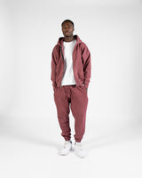 Drop Shoulder Zip Hoodie - Vintage Burgundy