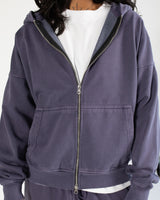 Drop Shoulder Zip Hoodie - Vintage Midnight