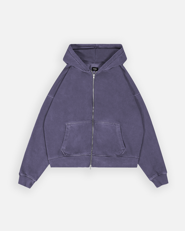 Drop Shoulder Zip Hoodie - Vintage Midnight