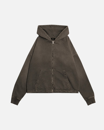 Cropped Zip Hoodie - Sunfaded Espresso