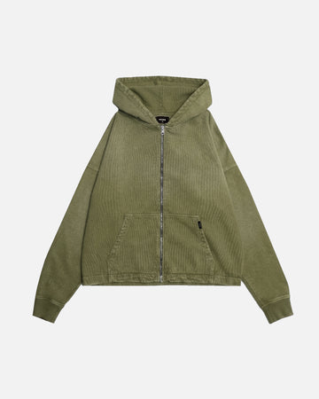 Cropped Zip Hoodie - Sunfaded Olive